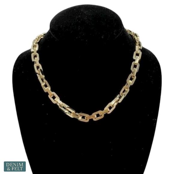 Eddie Borgo Supra Link Gold Chain Necklace 12K Finish Heritage Luxe Statement - Picture 1 of 16